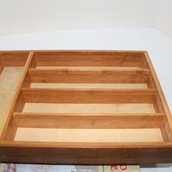 Bed Bath & Beyond 14" Bamboo Drawer Utensil Organizer Flatware Cutlery Tray - Picture 9 of 15